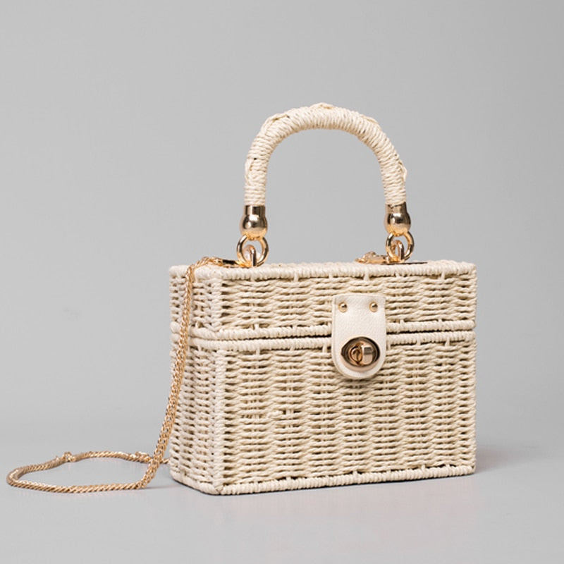 Bolsa Palha Rattan Quadrada