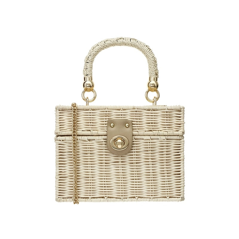 Bolsa Palha Rattan Quadrada